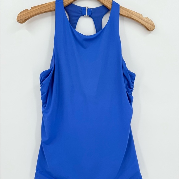 Athleta Maldives High Neck Bra Cup Tankini Swim Top in Yacht Blue Size 36D/DD - Picture 13 of 15